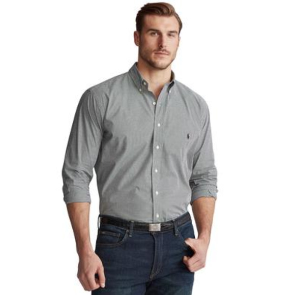 Polo Ralph Lauren Men Poplin Shirt Black/White Check Size Big & Tall 4XB
